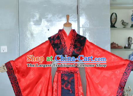 Chinese Zhou Dynasty Emperor Garment Costumes Ancient King Red Hanfu Clothing Drama Cosplay Prince Wedding Apparels