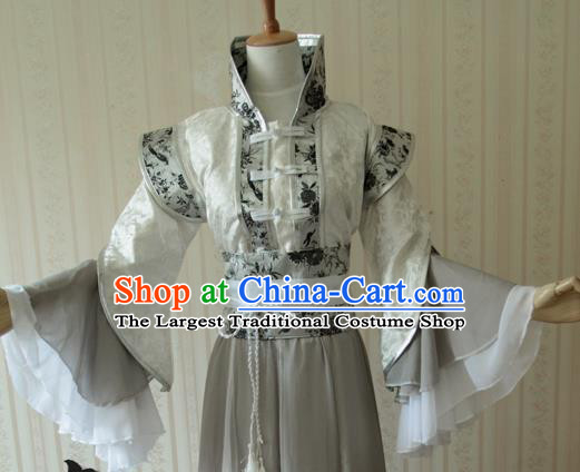 Chinese Ancient Prince Garment Costumes Cosplay Swordsman Bai Zihua Hanfu Clothing Traditional Ming Dynasty Royal Highness Apparels