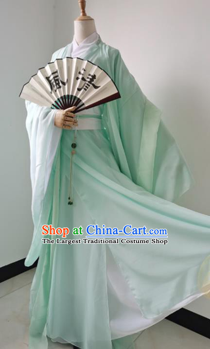 Chinese Cosplay Swordsman Shen Qingqiu Green Hanfu Clothing Traditional Jin Dynasty Childe Apparels Ancient Scholar Garment Costumes