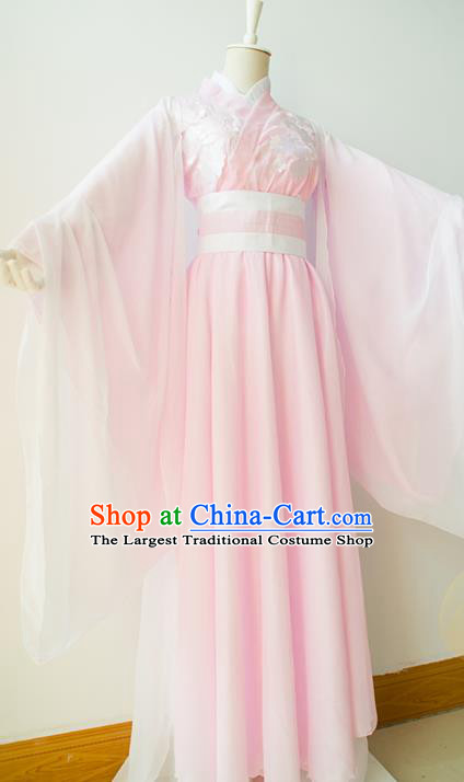 China Traditional Jin Dynasty Princess Pink Hanfu Dress Cosplay Fairy Jin Ni Clothing Ancient Young Beauty Garments