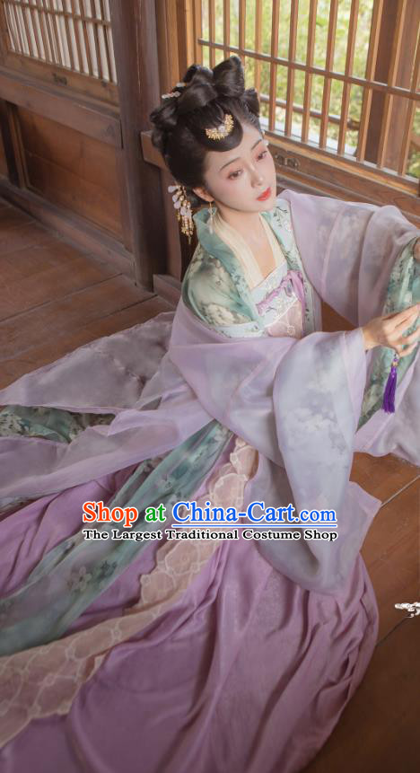 China Traditional Tang Dynasty Court Woman Historical Clothing Ancient Imperial Concubine Hanfu Dress Garments