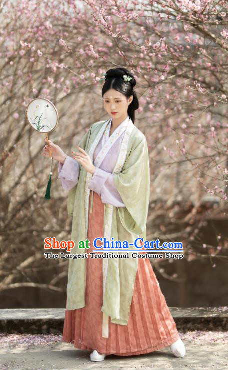 China Song Dynasty Young Beauty Historical Clothing Ancient Noble Lady Dress Traditional Court Princess Hanfu Garments