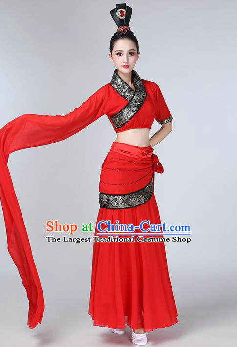 Top Chinese Woman Court Dance Garment Costume Traditional Hanfu Dance Stage Performance Clothing Classical Dance Red Dress