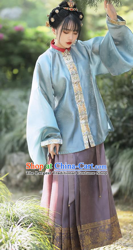 China Traditional Hanfu Garments Ming Dynasty Historical Clothing Ancient Nobility Lady Embroidered Dress Full Set