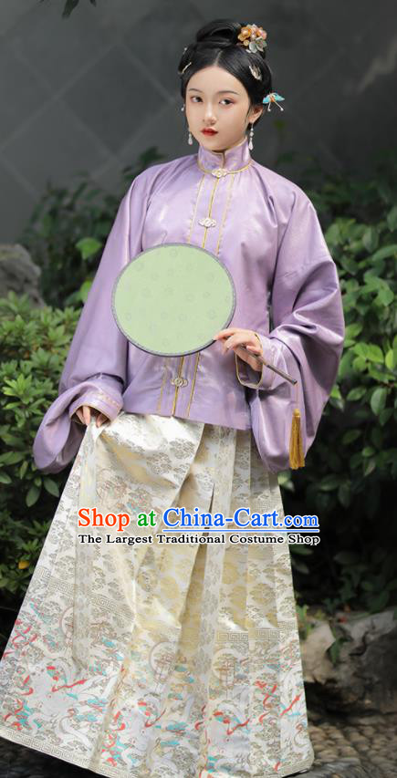 China Ancient Noble Mistress Hanfu Dress Garments Traditional Ming Dynasty Patrician Woman Historical Clothing