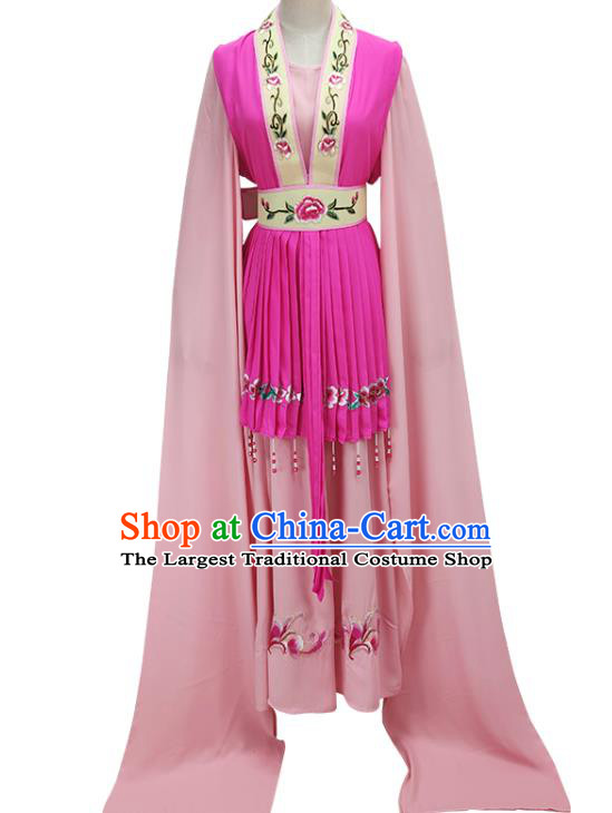 Chinese Traditional Peking Opera Diva Rosy Dress Shaoxing Opera Servant Girl Garment Beijing Opera Actress Clothing