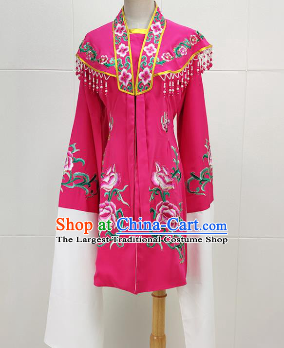 Chinese Peking Opera Hua Tan Embroidered Rosy Cape Traditional Shaoxing Opera Actress Garment Beijing Opera Princess Clothing