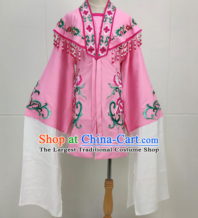 Chinese Beijing Opera Princess Clothing Peking Opera Hua Tan Embroidered Pink Cape Traditional Shaoxing Opera Actress Garment