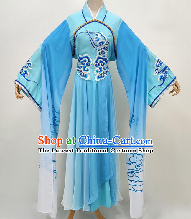 Chinese Beijing Opera Hua Tan Clothing Traditional Peking Opera Palace Lady Blue Dress Shaoxing Opera Fairy Garment