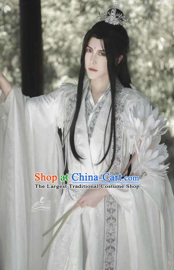 Chinese Ancient Swordsman Chu Wanning Hanfu Clothing Traditional Drama Cosplay Noble Prince White Garment Costume