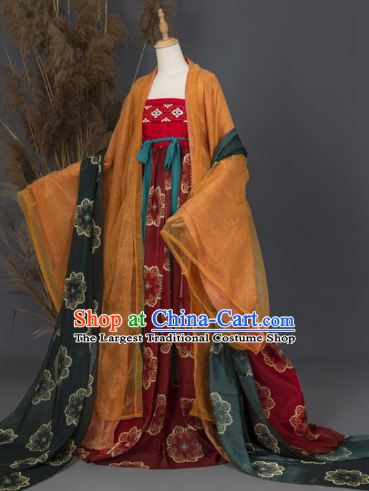 China Traditional Cosplay Tang Dynasty Court Beauty Clothing Ancient Palace Princess Hanfu Dress Garments