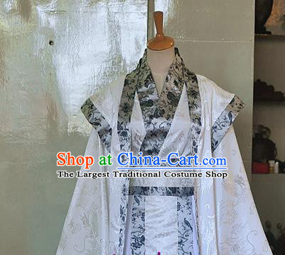 Chinese Ancient Scholar Hanfu Clothing Drama Cosplay Nobility Childe White Apparels Qin Dynasty Prince Garment Costumes