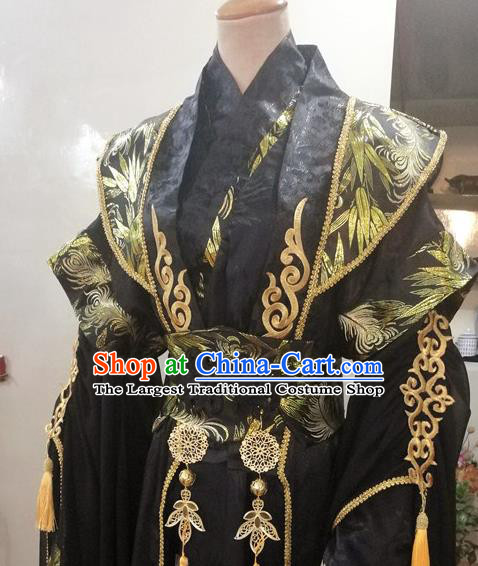 Chinese Jin Dynasty Emperor Garment Costumes Ancient Monarch Hanfu Clothing Drama Cosplay King Black Apparels