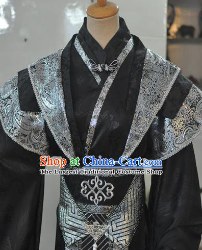 Chinese Drama Cosplay King Black Apparels Jin Dynasty Royal Highness Garment Costumes Ancient Monarch Hanfu Clothing