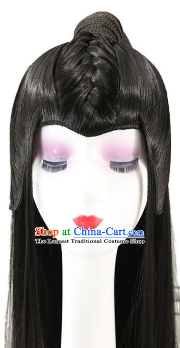 Chinese Cosplay Drama Swordsman Hua Wuxie Black Wigs Ancient Young Hero Headdress Ming Dynasty Chivalrous Male Toupee Hairpieces