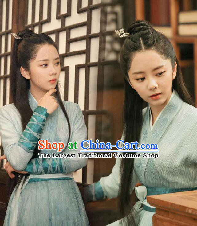 China Ancient Female Swordsman Blue Hanfu Dress Cosplay Woman Constable Garments Traditional Drama Under the Power Yuan Jinxia Clothing