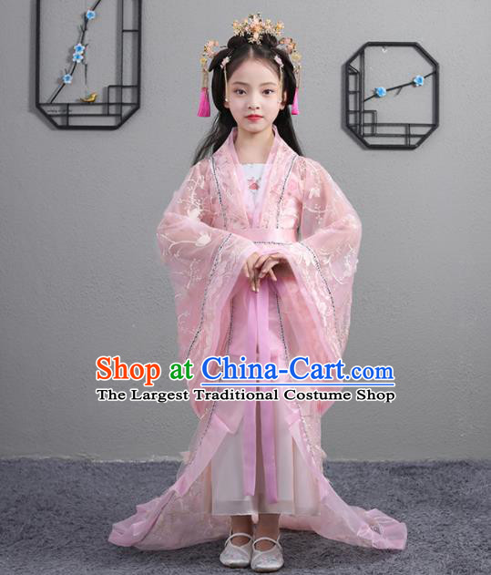 Chinese Classical Dance Performance Clothing Traditional Tang Dynasty Imperial Consort Pink Hanfu Dress Ancient Girl Princess Garments