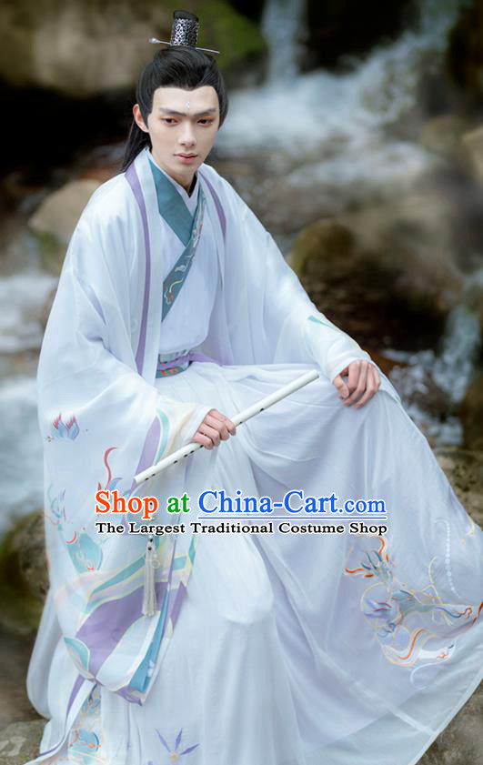 China Traditional Ancient Swordsman Historical Clothing Jin Dynasty Young Childe Embroidered Hanfu Garments