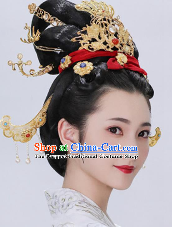 China Ancient Imperial Consort Wigs Traditional Hanfu Chignon Hairpieces Tang Dynasty Empress Wig Sheath