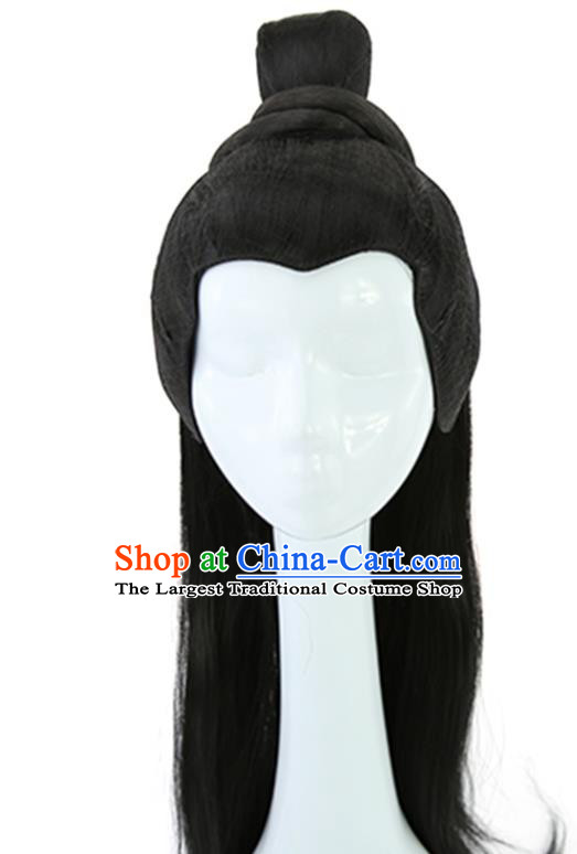 Handmade Chinese Tang Dynasty Royal Prince Wigs Ancient Childe Headwear Drama Qing Yu Nian Li Hongchen Chignon Headdress