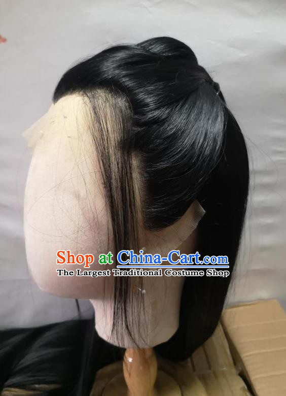 Handmade Chinese Jin Dynasty Childe Front Lace Wigs Ancient Swordsman Headwear Drama The Untamed Wei Wuxian Chignon Headdress