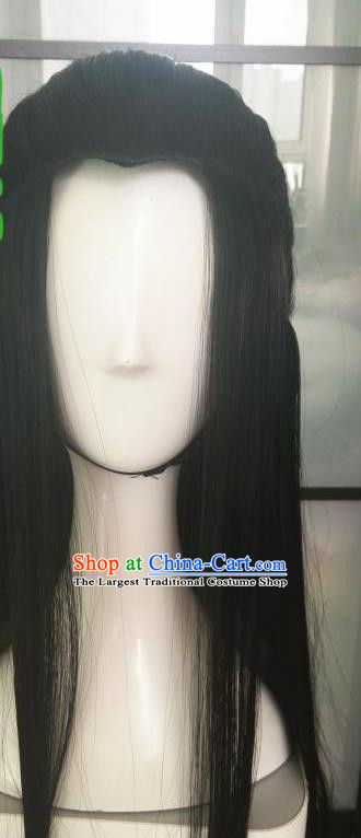 Handmade Chinese Jin Dynasty Prince Wigs Ancient Swordsman Headwear Drama Eternal Love King Li Jing Chignon Headdress