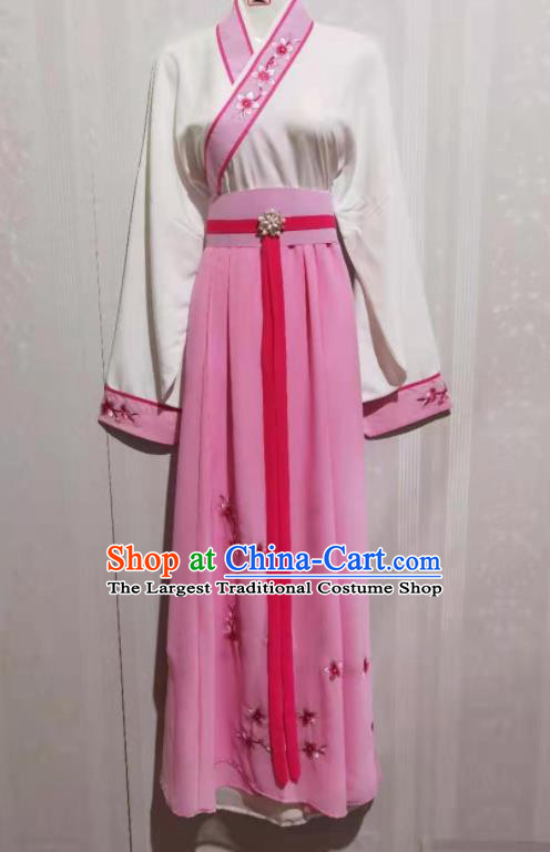 China Beijing Opera Xiaodan Garment Costumes Ancient Servant Girl Clothing Peking Opera Maid Lady Pink Dress Uniforms