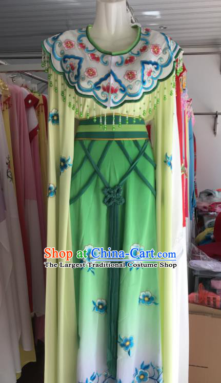 China Peking Opera Diva Green Dress Beijing Opera Hua Tan Costumes Shaoxing Opera Actress Uniforms Ancient Noble Lady Clothing