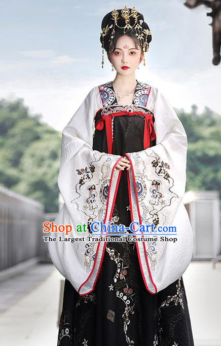 China Traditional Court Black Hanfu Dress Ancient Royal Princess Garment Costumes Tang Dynasty Noble Infanta Historical Clothing