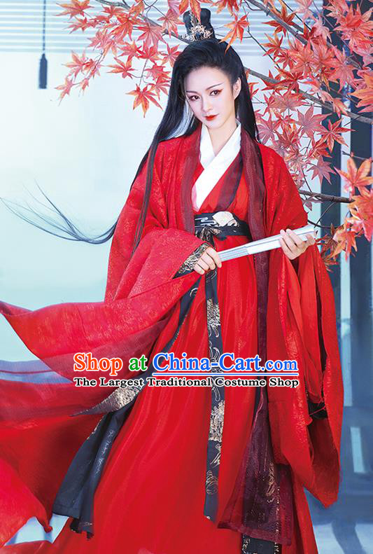 China Traditional Jin Dynasty Young Childe Historical Garment Costumes Ancient Swordsman Red Hanfu Clothing for Men