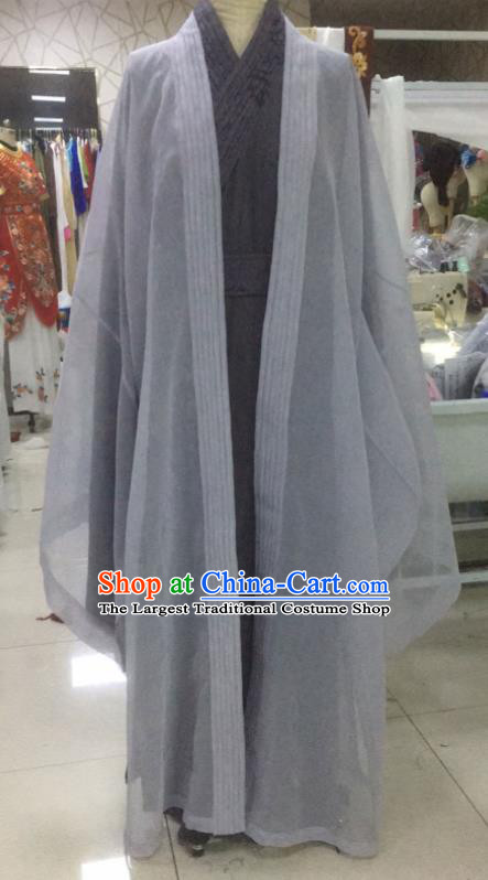 China Beijing Opera Niche Clothing Traditional Yue Opera Young Male Garment Peking Opera Scholar Grey Costumes