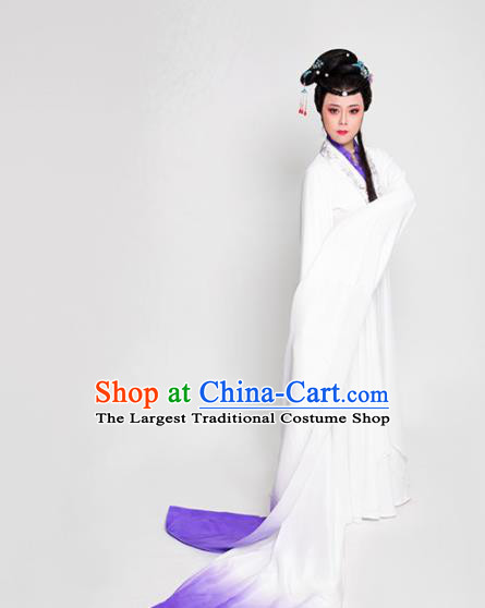 Chinese Beijing Opera Hua Tan Garment Costume Opera Stage Performance Clothing Ancient Princess White Water Sleeve Dress