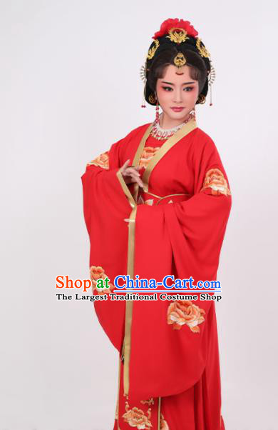 China Peking Opera Diva Clothing Ancient Empress Red Dress Huangmei Opera Court Beauty Garment Costume