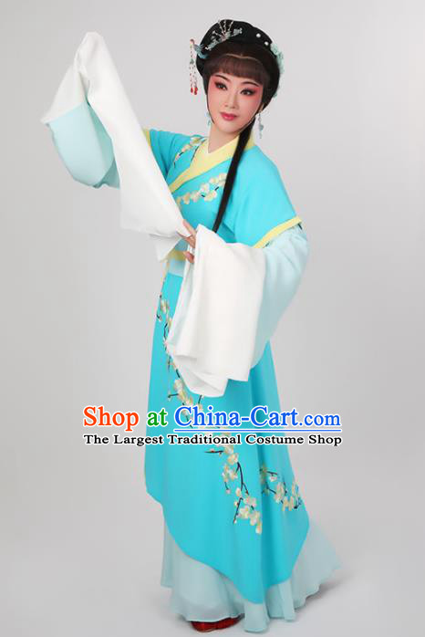 China Yue Opera Actress Garment Costumes Peking Opera Hua Tan Clothing Ancient Young Woman Blue Dress