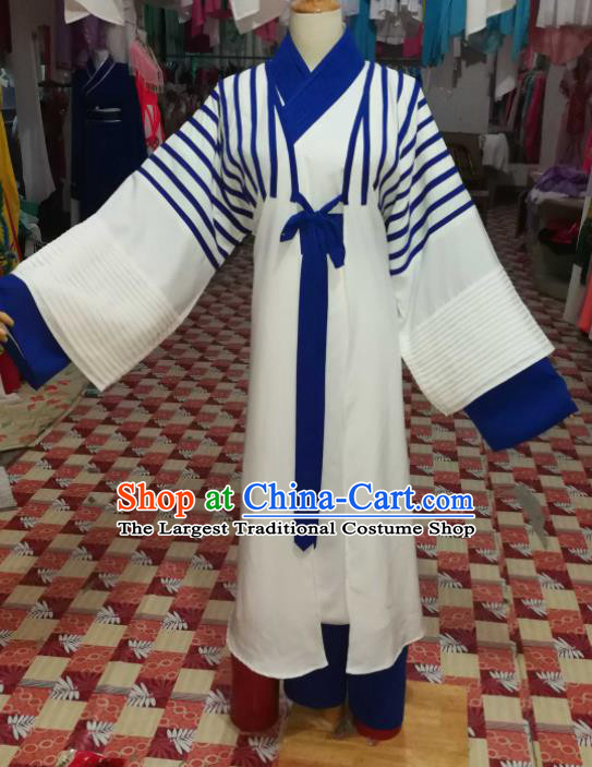 China Traditional Opera Young Male Clothing Shaoxing Opera Merchant Garment Costumes Beijing Opera Xiaosheng White Robe Uniforms