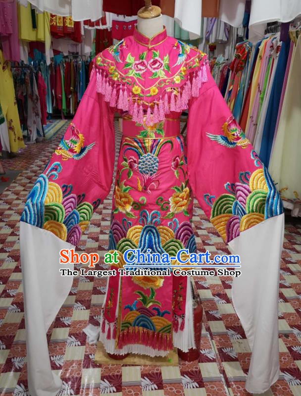 China Shaoxing Opera Princess Rosy Dress Outfits Traditional Peking Opera Diva Clothing Ancient Imperial Concubine Garment Costumes