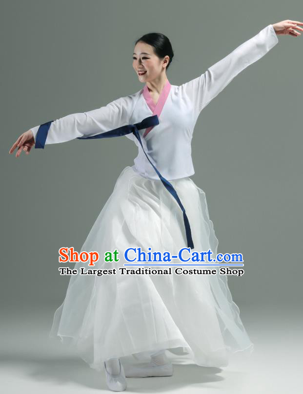 China Women Stage Performance Costumes Woman Dance White Dress Uniforms Korean Dance Fashion Classical Dance Clothing