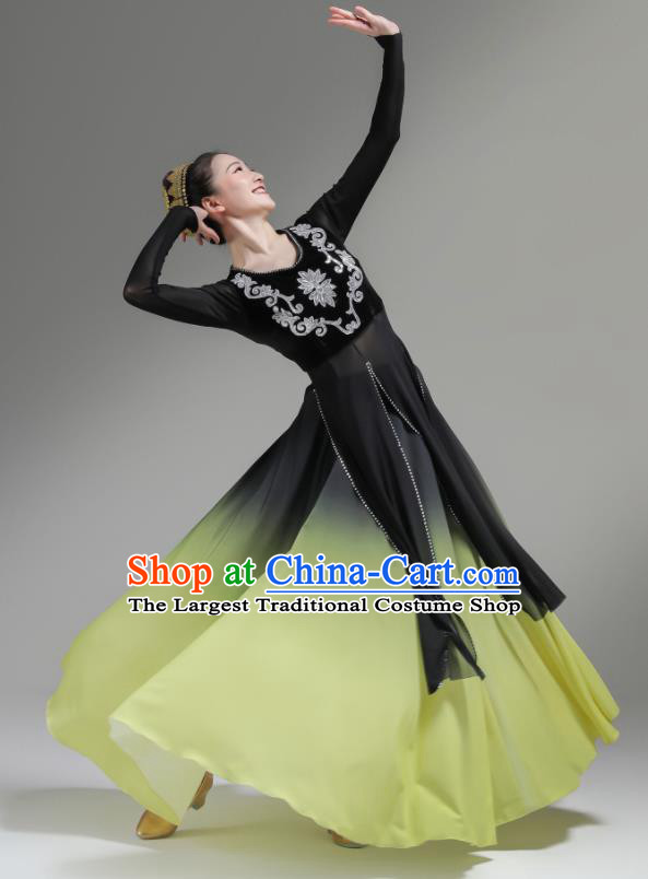 Chinese Ethnic Woman Dance Garments Uyghur Minority Performance Dress Outfits Uighur Nationality Dance Clothing Xinjiang Dance Costumes