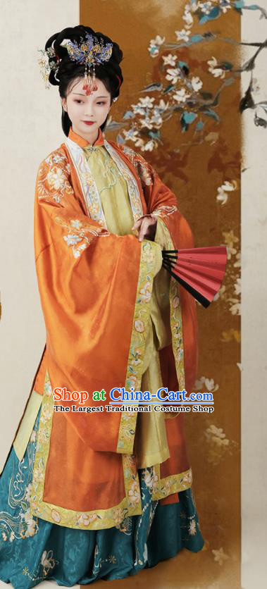 China Ancient Noble Mistress Hanfu Dress Apparels Ming Dynasty Aristocracy Female Historical Garment Costumes Complete Set