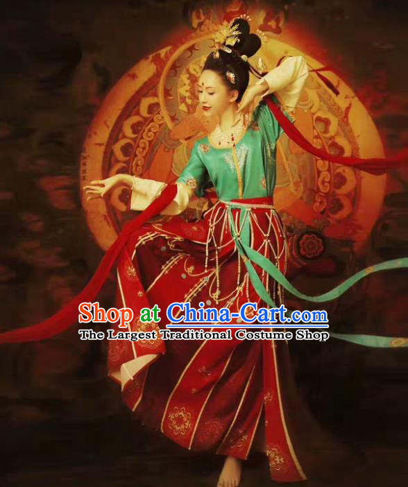 China Traditional Court Dance Historical Costumes Ancient Fairy Hanfu Dress Garments Tang Dynasty Palace Princess Clothing