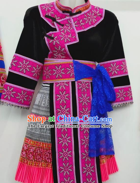 China Yunnan Minority Festival Garments Miao Nationality Folk Dance Costumes Ethnic Performance Clothing Traditional Hmong Wedding Dress Outfits