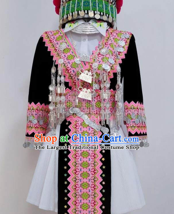 China Guizhou Minority Garments Miao Nationality Folk Dance Costumes Ethnic Performance Clothing Traditional Hmong Female Dress Outfits