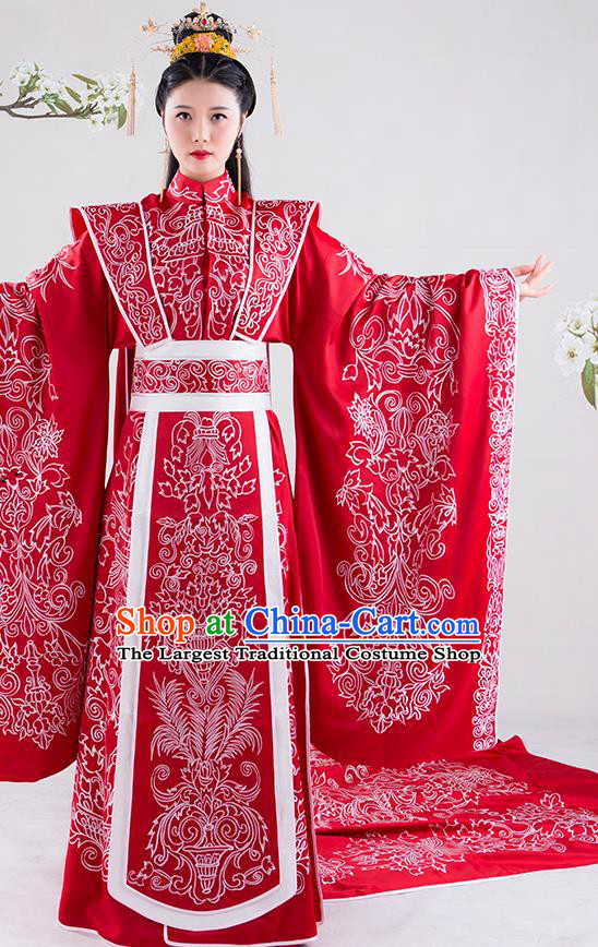 China Drama Eternal Love of Dream Bai Fengjiu Wedding Garment Costumes Ancient Goddess Queen Red Hanfu Dress Ming Dynasty Empress Historical Clothing