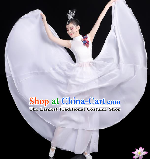 Professional China Chorus Performance Garments Modern Dance Clothing Opening Dance White Dress Women Group Dance Costume