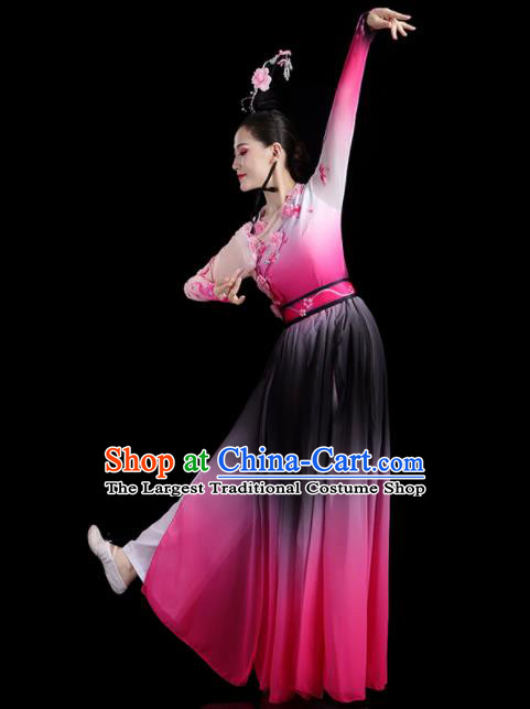 China Fan Dance Pink Dress Jasmine Flower Performance Outfits Woman Dancewear Classical Dance Clothing Umbrella Dance Garment Costumes