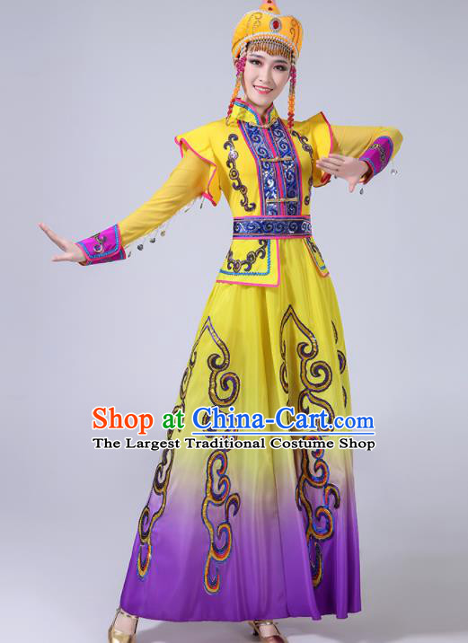 Chinese Ethnic Festival Performance Costumes Mongol Nationality Female Dance Dress Outfits Mongolian Minority Folk Dance Clothing