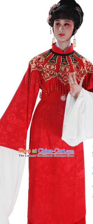 Chinese Beijing Opera Hua Tan Red Dress Outfits Ancient Bride Garment Costumes Traditional Kun Opera Actress Wedding Clothing