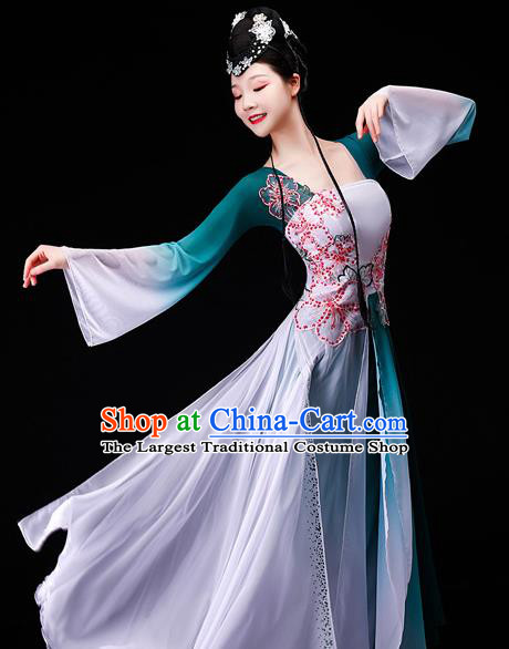 China Umbrella Dance Clothing Stage Performance Fashion Uniforms Classical Dance Green Dress Beauty Dance Garment Costumes