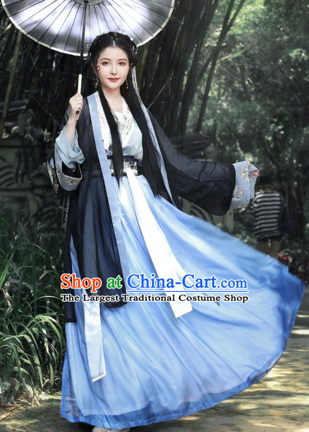 China Song Dynasty Young Lady Clothing Traditional Hanfu Dress Ancient Country Woman Garment Costumes Complete Set