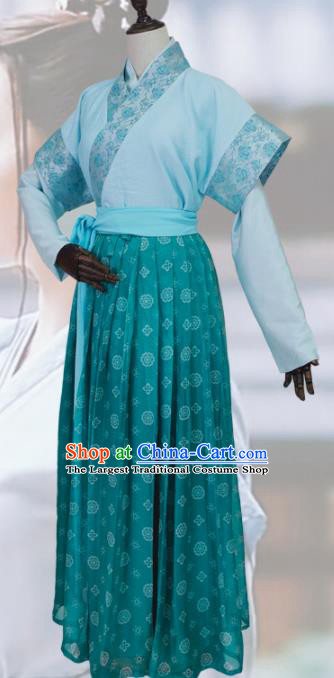 Chinese Tang Dynasty Swordswoman Green Dress Outfits Traditional Drama Chang Ge Xing Li Changge Garment Costumes Ancient Princess Clothing